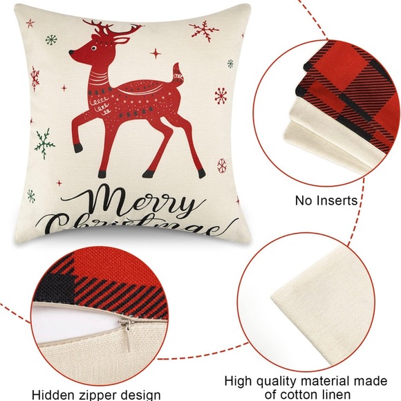 CHRISTMAS THROW PILLOW COVERS • SET OF 4 • 18x18 INCHES • MULTIPLE USE ITEM •NWT - Picture 4 of 7